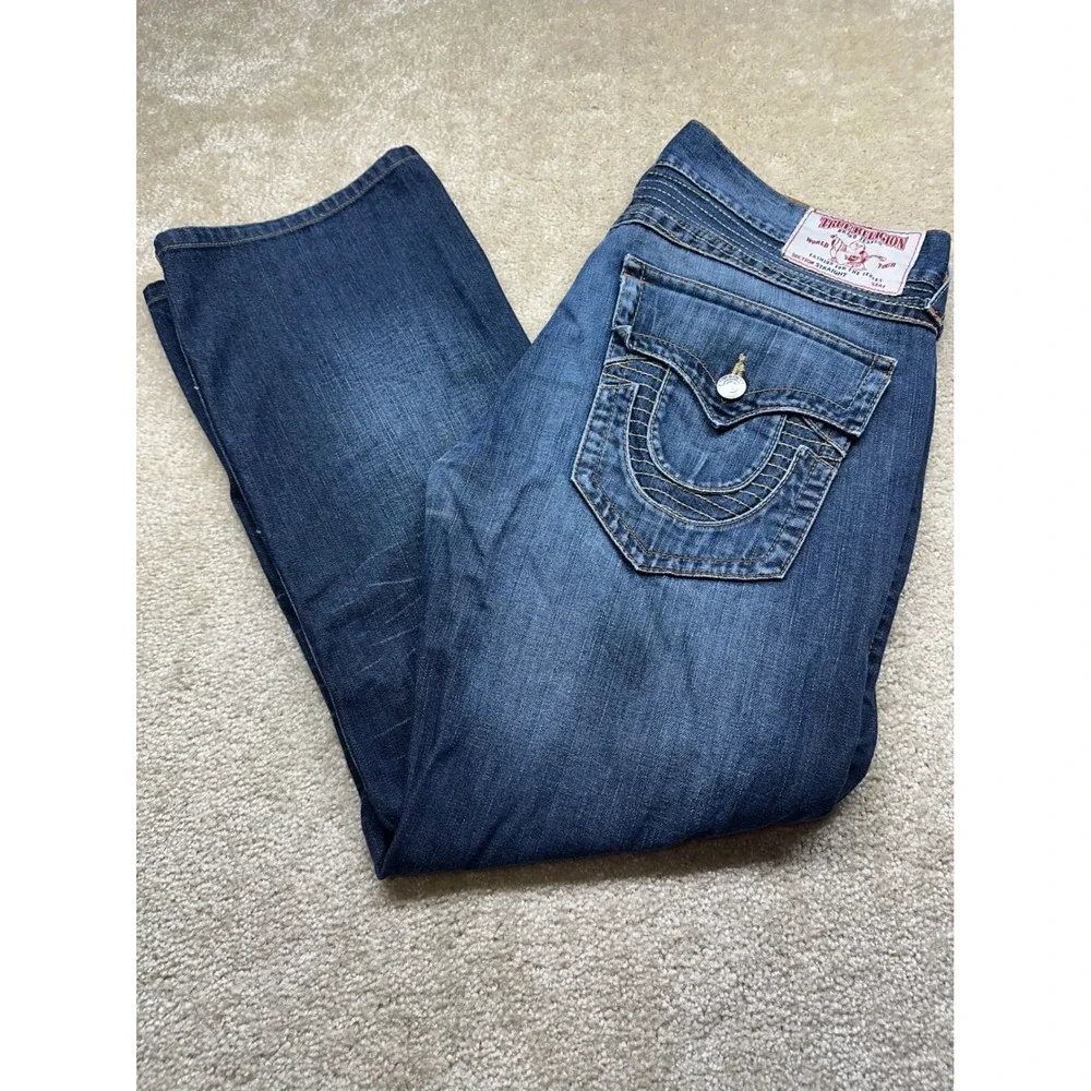 True Religion Section Straight Mens Jeans Blue Medium Wash Denim Size 36 Mexico